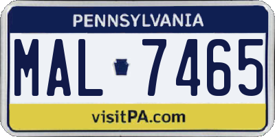 PA license plate MAL7465