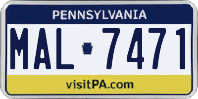 PA license plate MAL7471