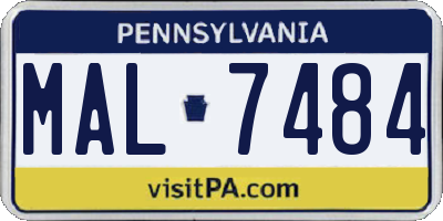 PA license plate MAL7484