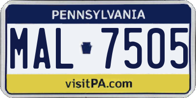 PA license plate MAL7505