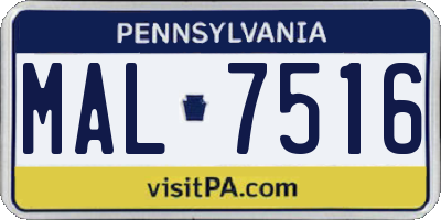 PA license plate MAL7516