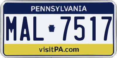 PA license plate MAL7517