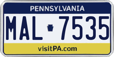 PA license plate MAL7535