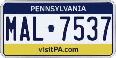 PA license plate MAL7537
