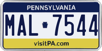 PA license plate MAL7544