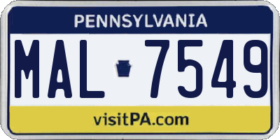 PA license plate MAL7549