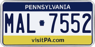 PA license plate MAL7552