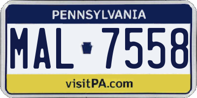 PA license plate MAL7558
