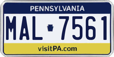 PA license plate MAL7561