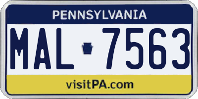 PA license plate MAL7563