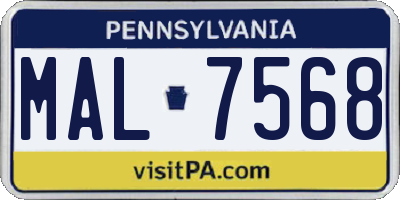 PA license plate MAL7568