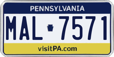 PA license plate MAL7571