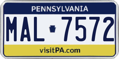 PA license plate MAL7572