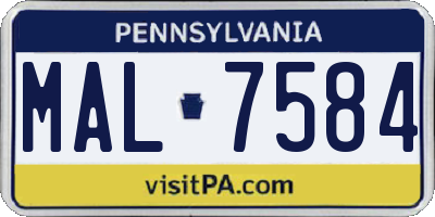 PA license plate MAL7584