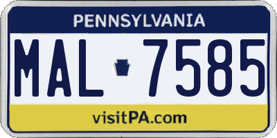 PA license plate MAL7585