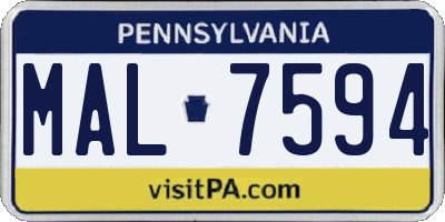 PA license plate MAL7594