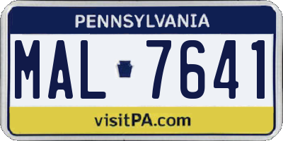 PA license plate MAL7641