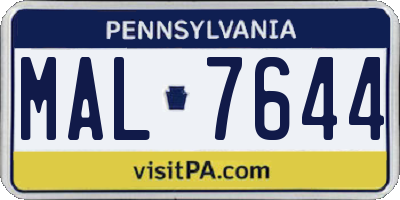 PA license plate MAL7644