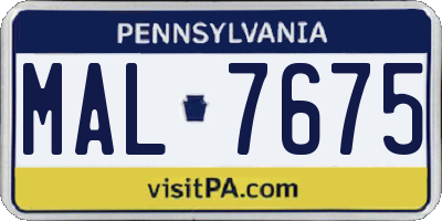 PA license plate MAL7675