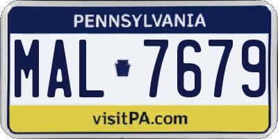 PA license plate MAL7679