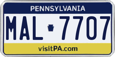 PA license plate MAL7707