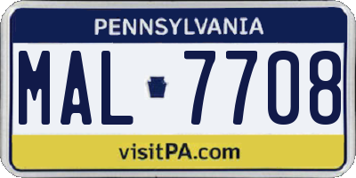 PA license plate MAL7708