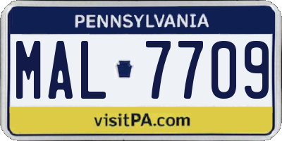 PA license plate MAL7709