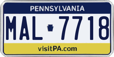 PA license plate MAL7718