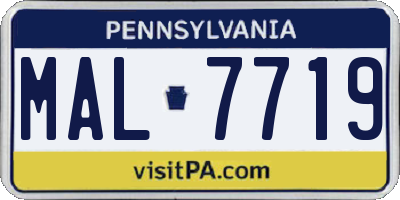 PA license plate MAL7719