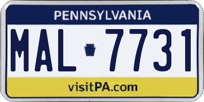 PA license plate MAL7731
