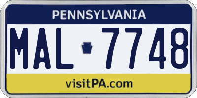 PA license plate MAL7748