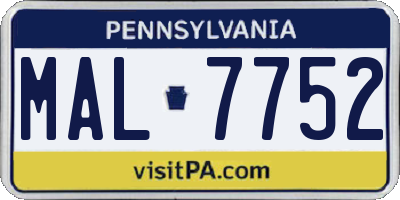 PA license plate MAL7752