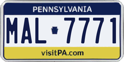 PA license plate MAL7771