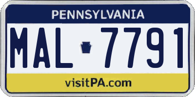 PA license plate MAL7791
