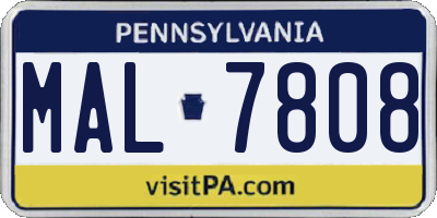 PA license plate MAL7808