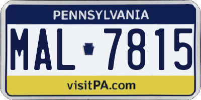 PA license plate MAL7815
