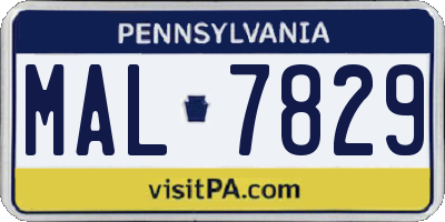 PA license plate MAL7829