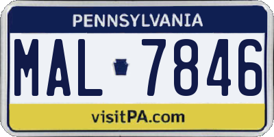 PA license plate MAL7846