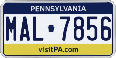 PA license plate MAL7856