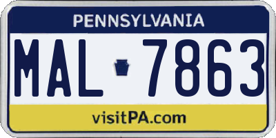 PA license plate MAL7863