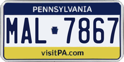 PA license plate MAL7867
