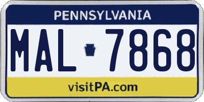 PA license plate MAL7868