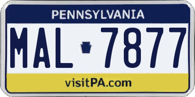 PA license plate MAL7877