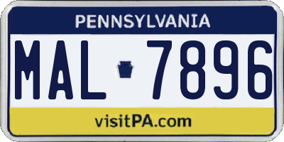 PA license plate MAL7896