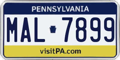 PA license plate MAL7899