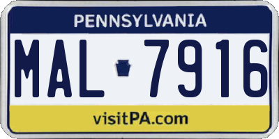 PA license plate MAL7916