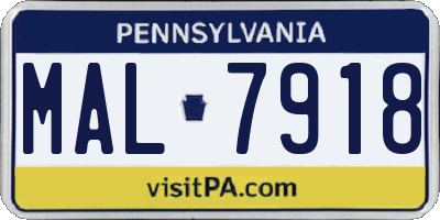 PA license plate MAL7918