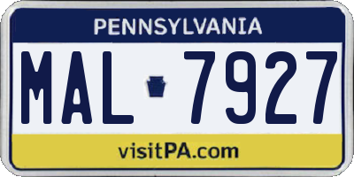 PA license plate MAL7927