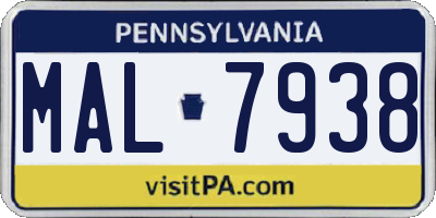 PA license plate MAL7938