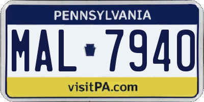 PA license plate MAL7940